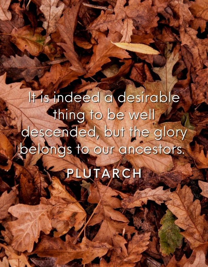 It is indeed a desirable thing to be well descended, but the glory belongs to our ancestors Plutarch