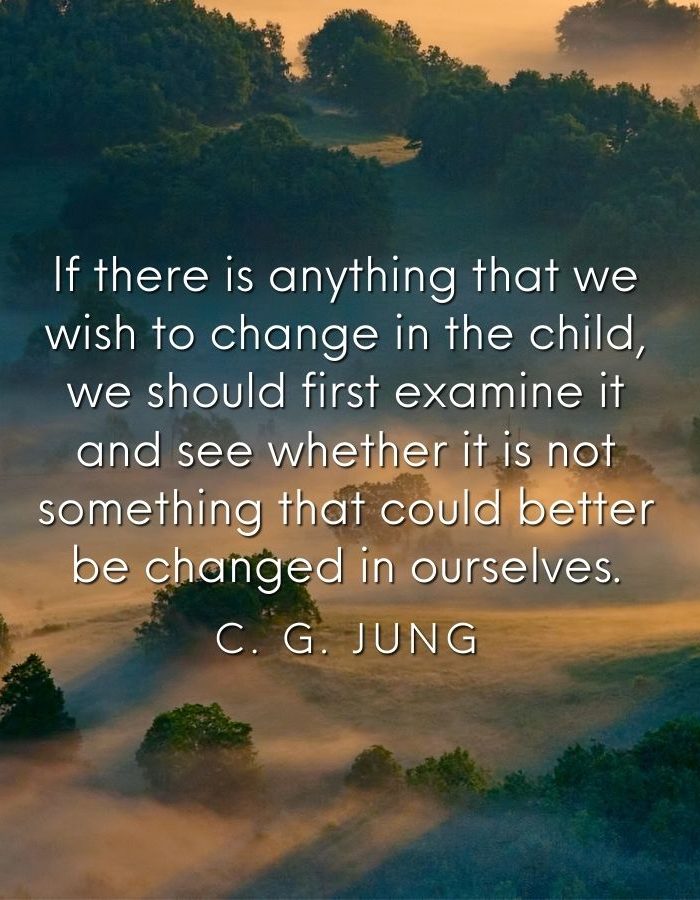 If there is anything that we wish to change in the child, we should first examine it and see whether it is not something that could better be changed in ourselves. C G Jung